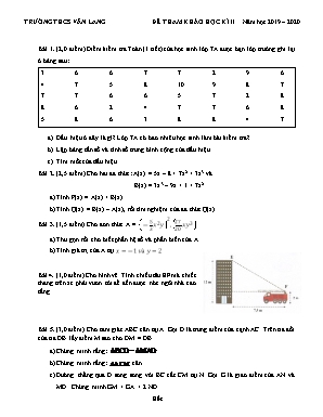 Đề tham khảo kiểm tra học kì II môn Toán Lớp 7 - Năm học 2019-2020 - Trường THCS Văn Lang